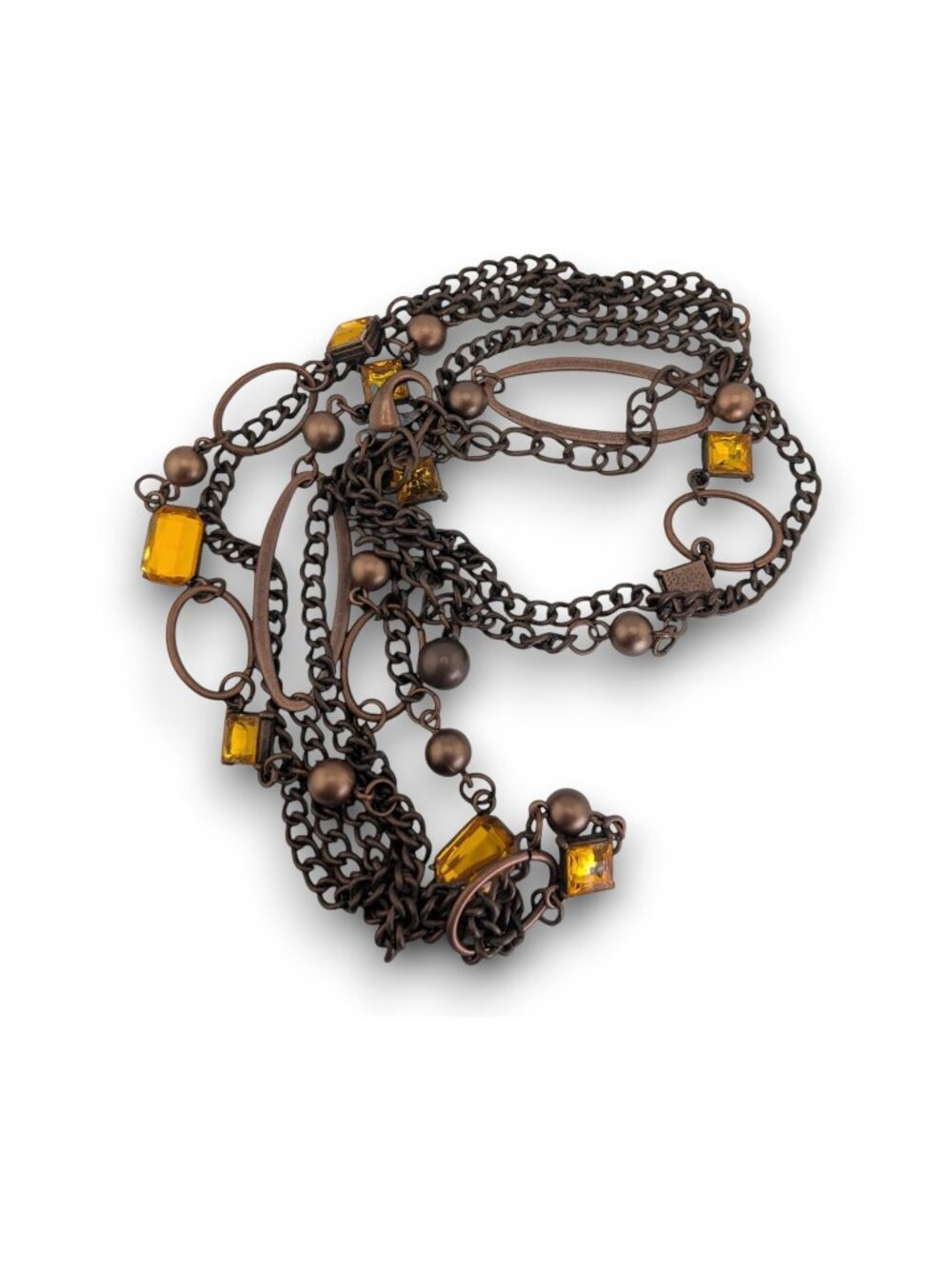Vintage Boho Industrial Bronze Amber Convertible Necklace Belt Chain